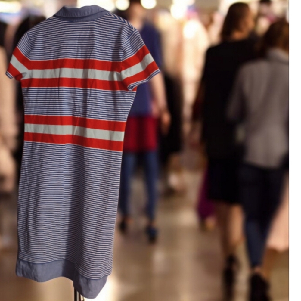 Tommy Hilfiger Red Blue and White Striped Polo Dress Collar Blue Short Sleeve XS - Picture 2 of 7